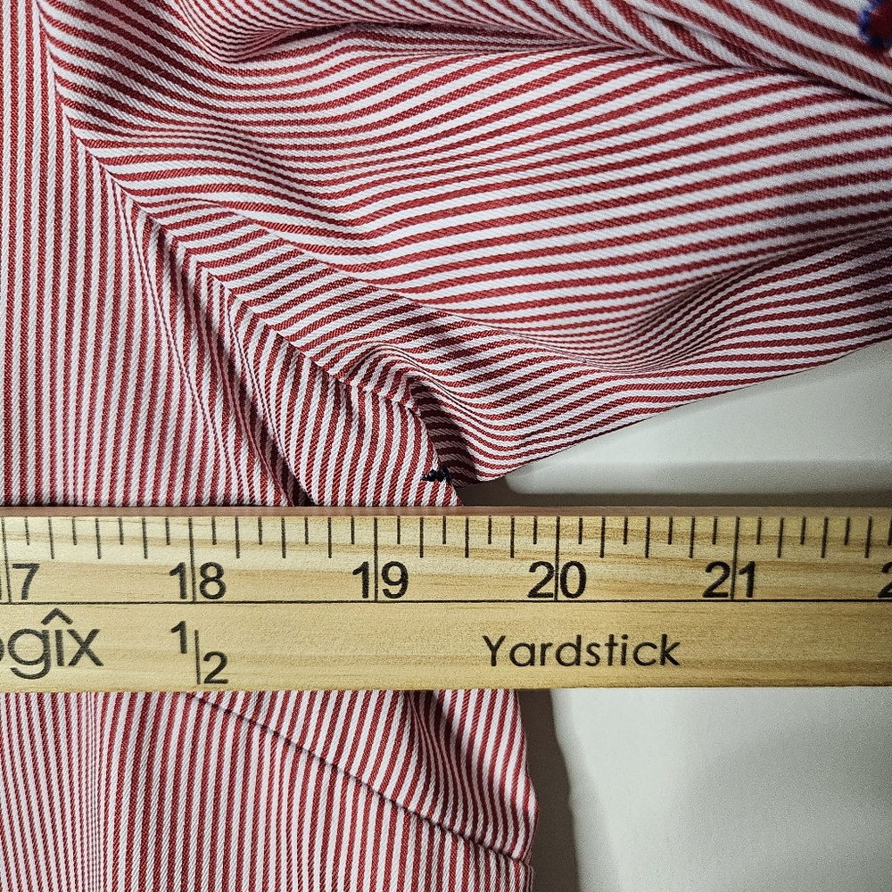 Nine West Blouse Small White Striped Embroidered Bell Sleeve Tie Back Prairie - Picture 12 of 14